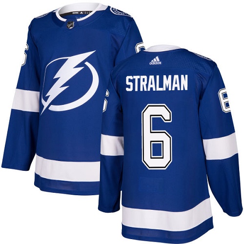 Adidas Men Tampa Bay Lightning 6 Anton Stralman Blue Home Authentic Stitched NHL Jersey